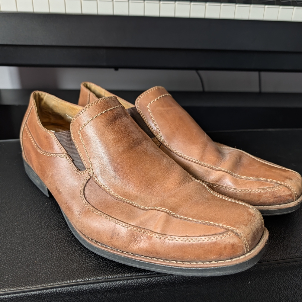 Sandro Comfort Leather Loafers Men’s 13D‎ Tan Brown Slip On Shoes Made in Brazil